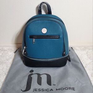 Jessica Moore Backpack NWT Mini Teal & Black - Includes Dust Bag